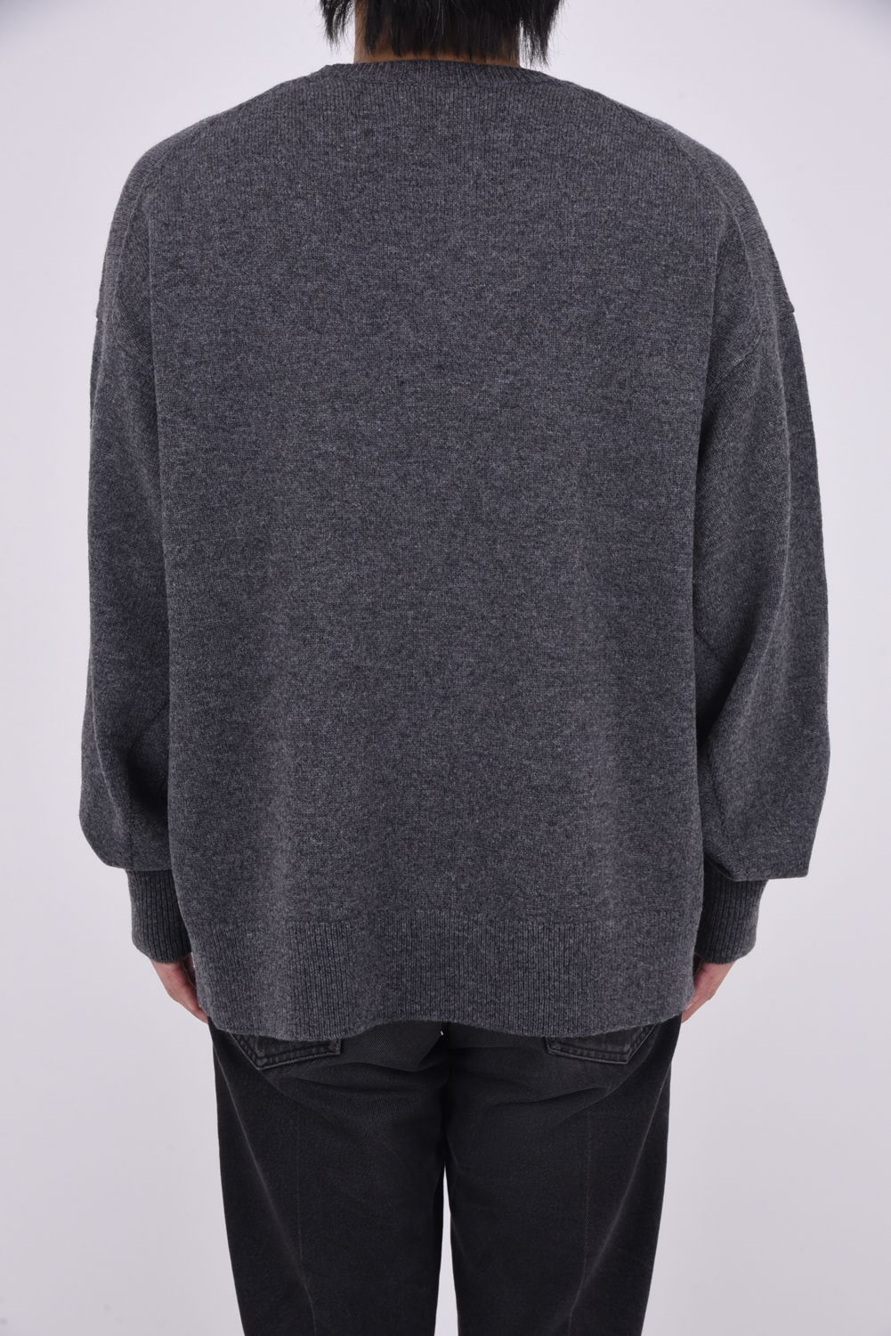 CREW NECK KNIT / ウール クルーネック ニット (グレー)