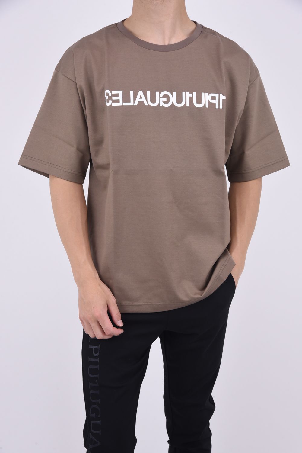 113 MIRROR BIG T / 113ミラーロゴ クルーネック 半袖 Tシャツ キャメル