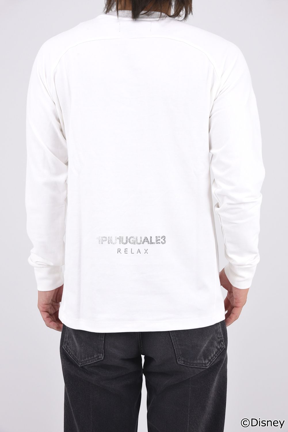 【26AW】 MICKEY SILHOUETTE GRADATION LINESTONE L/S / ミッキーシルエット グラデーション ラインストーン ロングスリーブTシャツ (ホワイト)