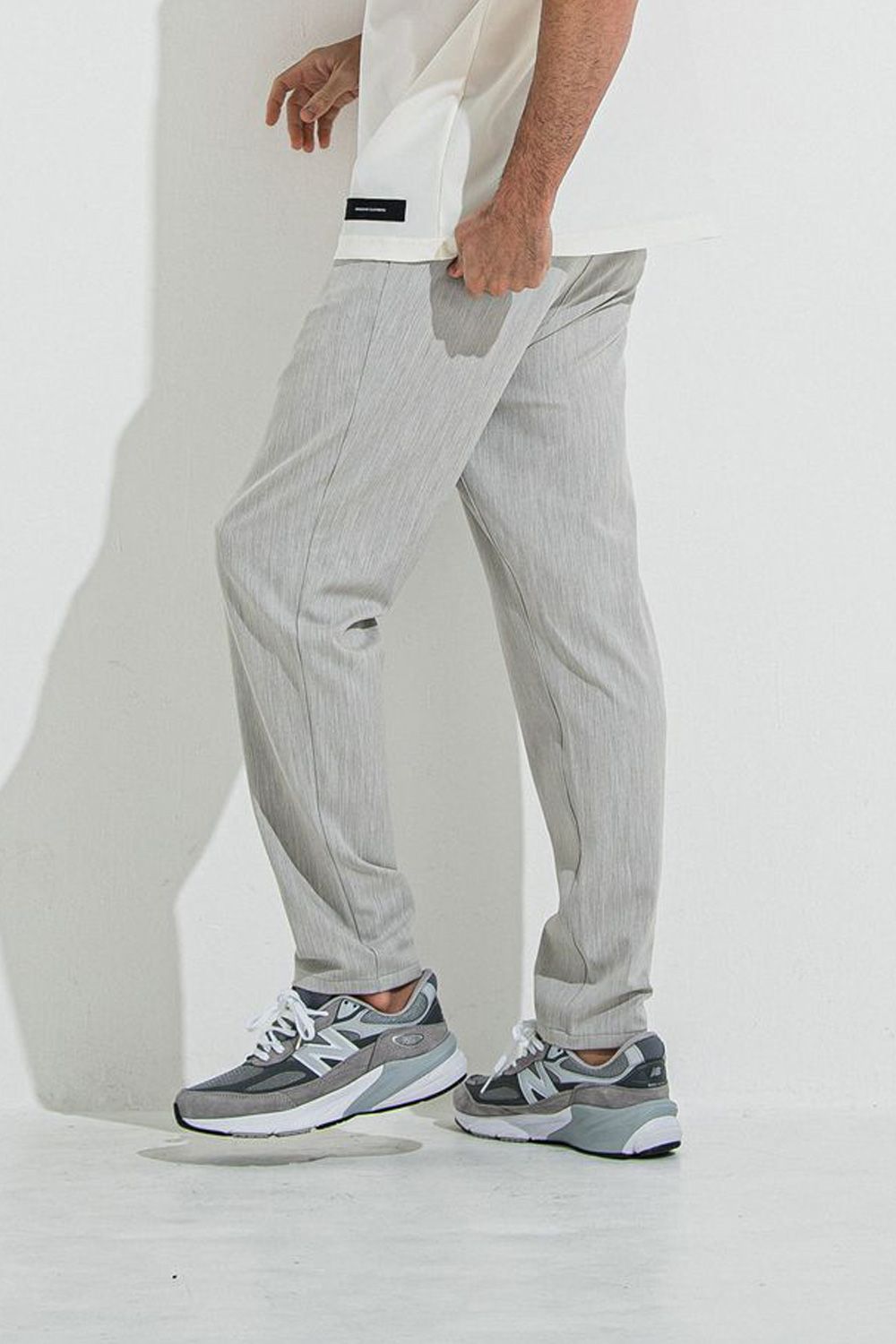 PAT WIDE EASY PANTS / ストレッチツイル ワイドテーパード イージースラックス グレー
