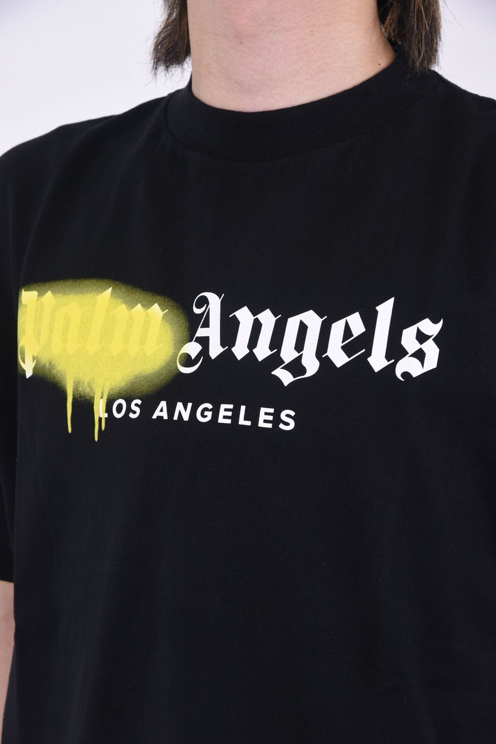 Palm Angels スプレーロゴTシャツ グリーン Lサイズ-