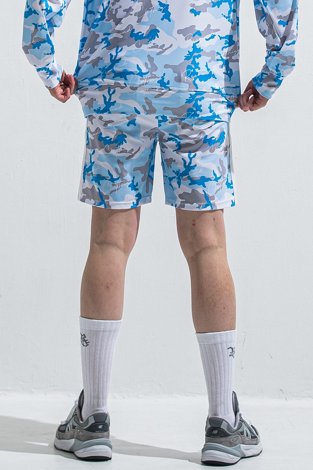 RUSH SHORTS / ラッシュガード カモフラージュ柄 ショートパンツ (サックス) (5月末入荷予定) ※オーダー締切:2月15日(日)18時