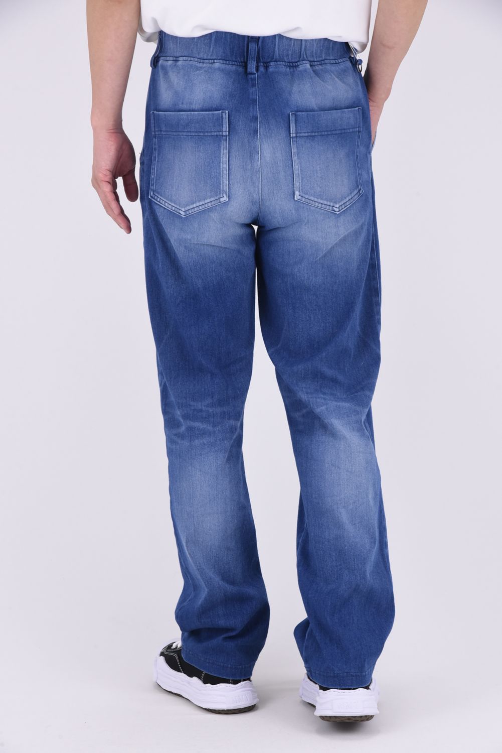 DENIM JERSEY WIDE PT / ジャージデニム セミワイド ワンタック スラックス型イージーパンツ ダークインディゴ