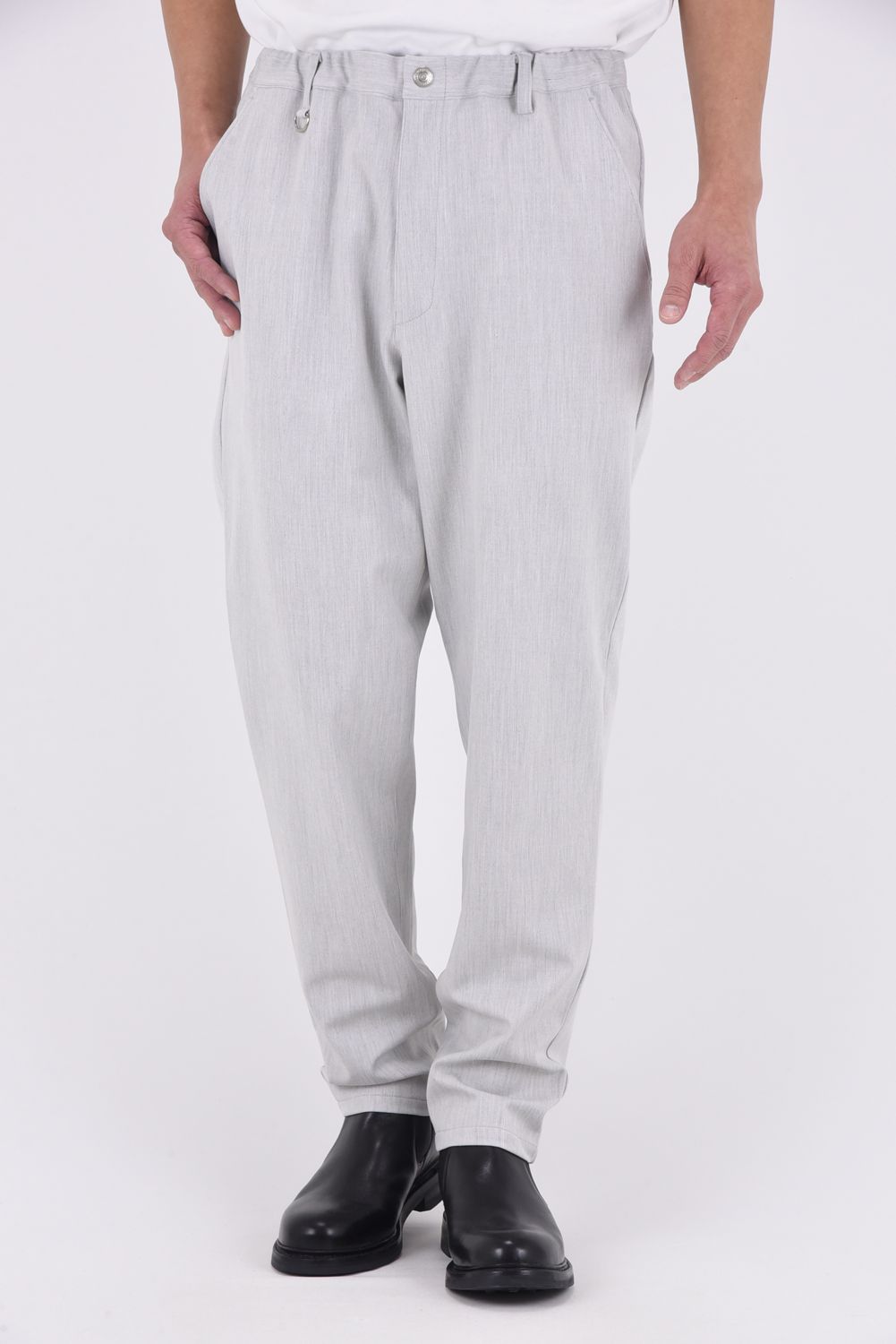 PAT WIDE EASY PANTS / ワイドテーパード イージースラックス (グレー)