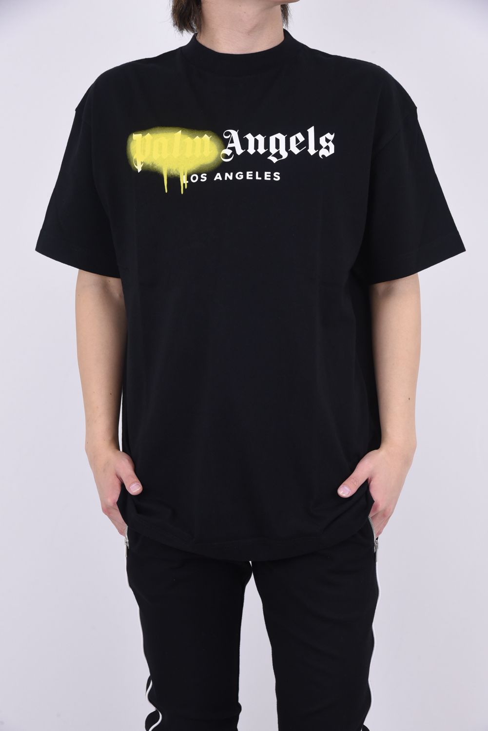 PALM ANGELS - LA SPRAYED LOGO T-SHIRT / ロゴプリント スプレー クルーネックTシャツ ブラック | gossip