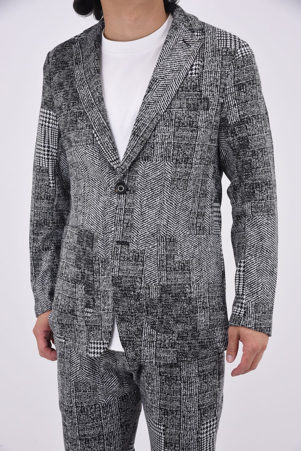 JACQUARD JACKET / ハウンドトゥースジャガードジャケット (ブラック）