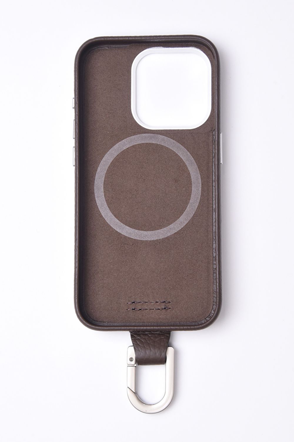 CARABINER-CASE / カラビナ付 iPhone レザーケース (ダークブラウン)