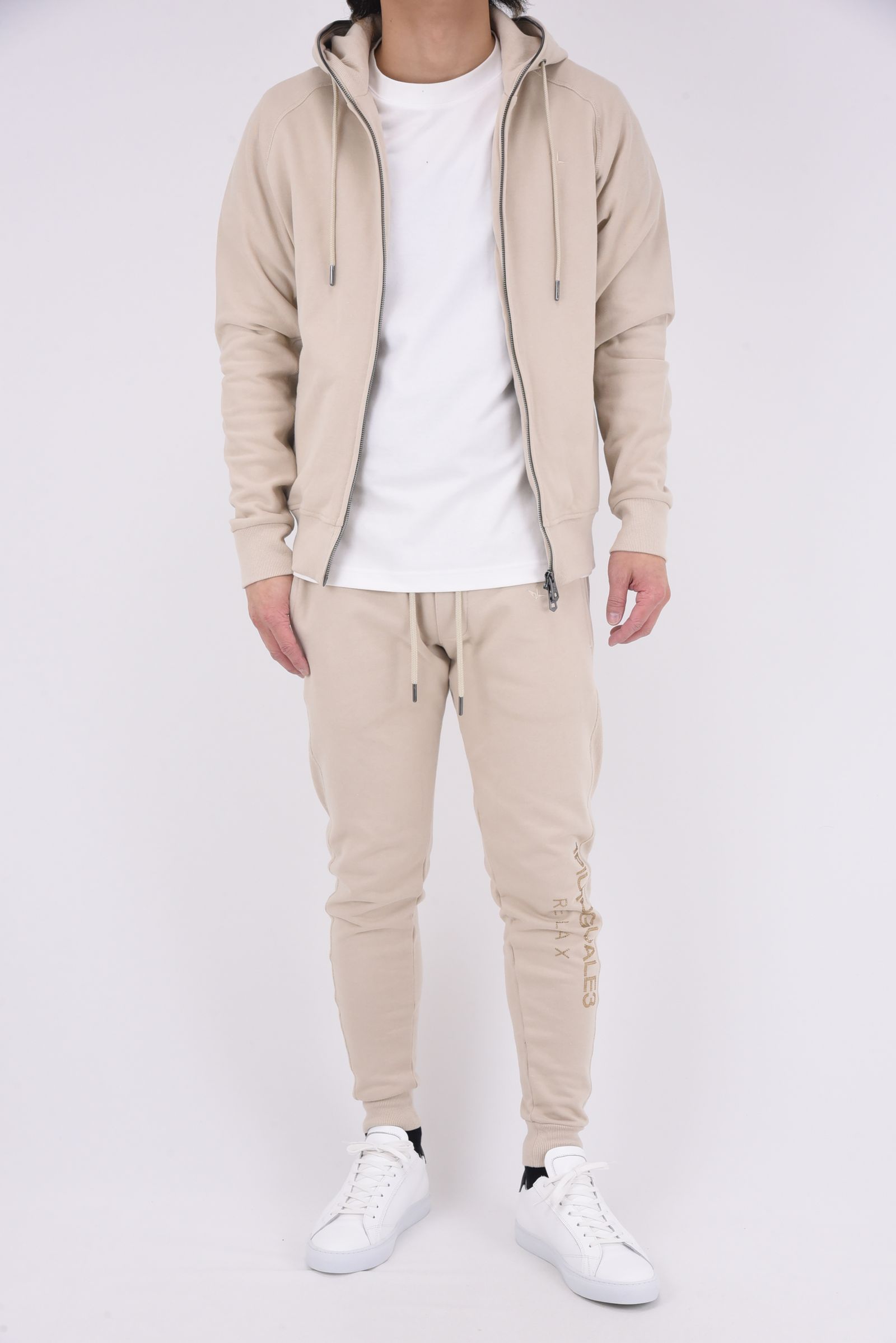 RHINESTONE LOGO LONG PANTS / ラインストーン ロゴロングパンツ (ベージュ)