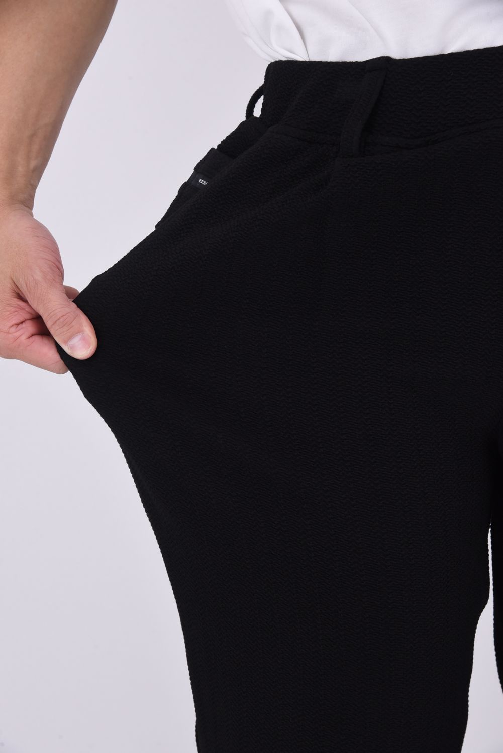 SEMI WIDE TUCK PANTS / ブリスターニット セミワイド ワンタックイージーパンツ (ブラック)