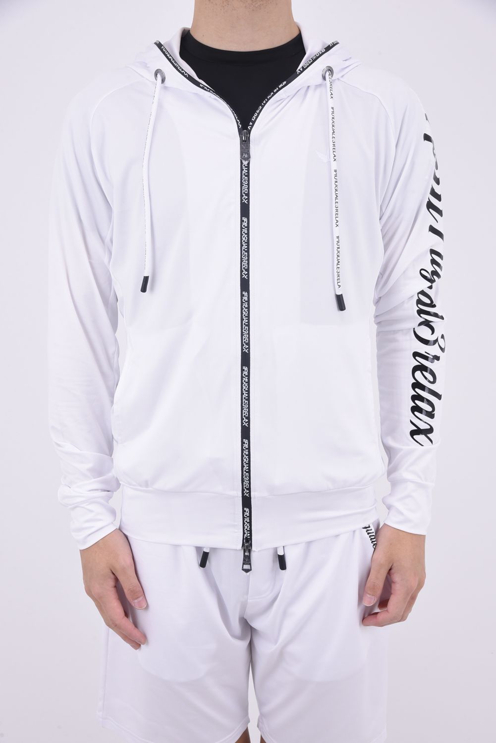 RASHGUARD SLEEVE LOGO HOODIE / ラッシュガード スリーブロゴ ジップアップフーディー ホワイト (3月~4月頃入荷予定)
