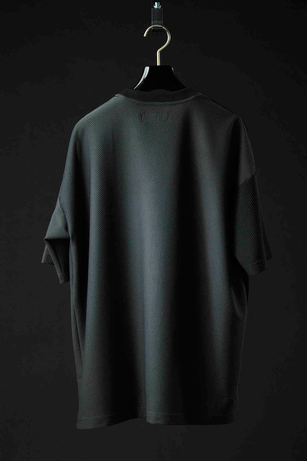 113SPORT TECHNICAL MESH CRAZY BIG CREW / テクニカル メッシュ クレイジーパターン ビッグ クルーネック ブラック×チャコール