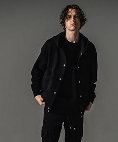 blister Varsity hoodie / ブリスターニット フード付きスタジャン (ブラック) (8月末入荷予定) ※オーダー締切:5月23日(土)17時