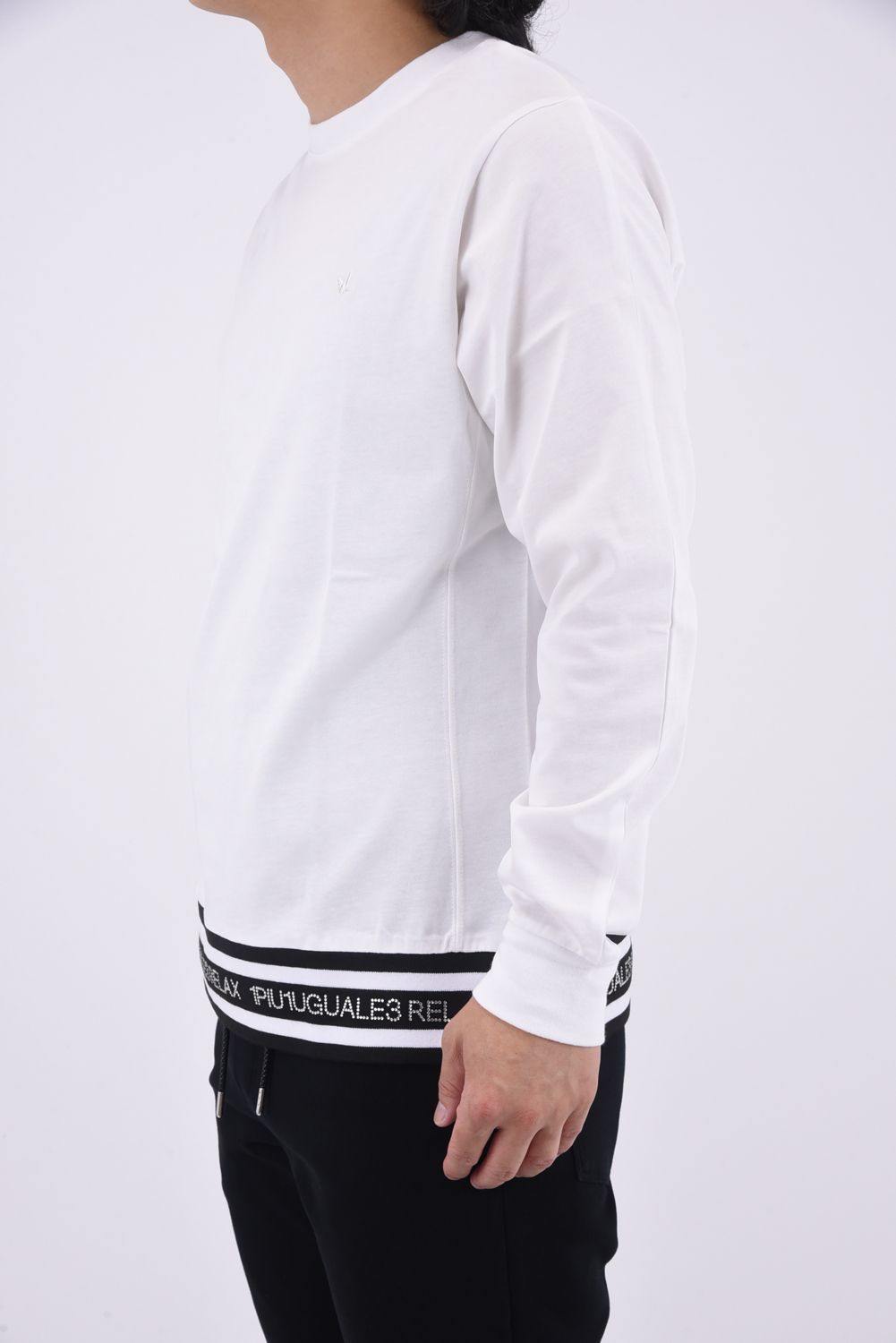 RHINESTONE HEM LONG SLEEVE / ラインストーン ヘム ロング ホワイト