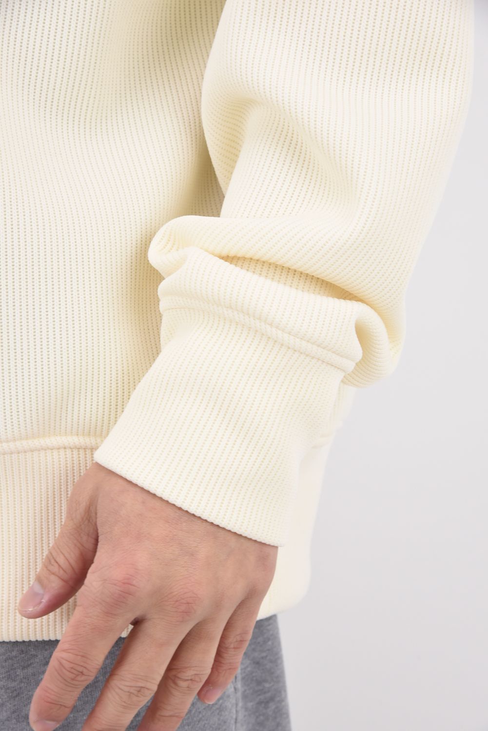 【26SS 39th】 AZE MILITARY DROP TRAINER / 畦編みニット フラップポケット スウェット (オフホワイト)