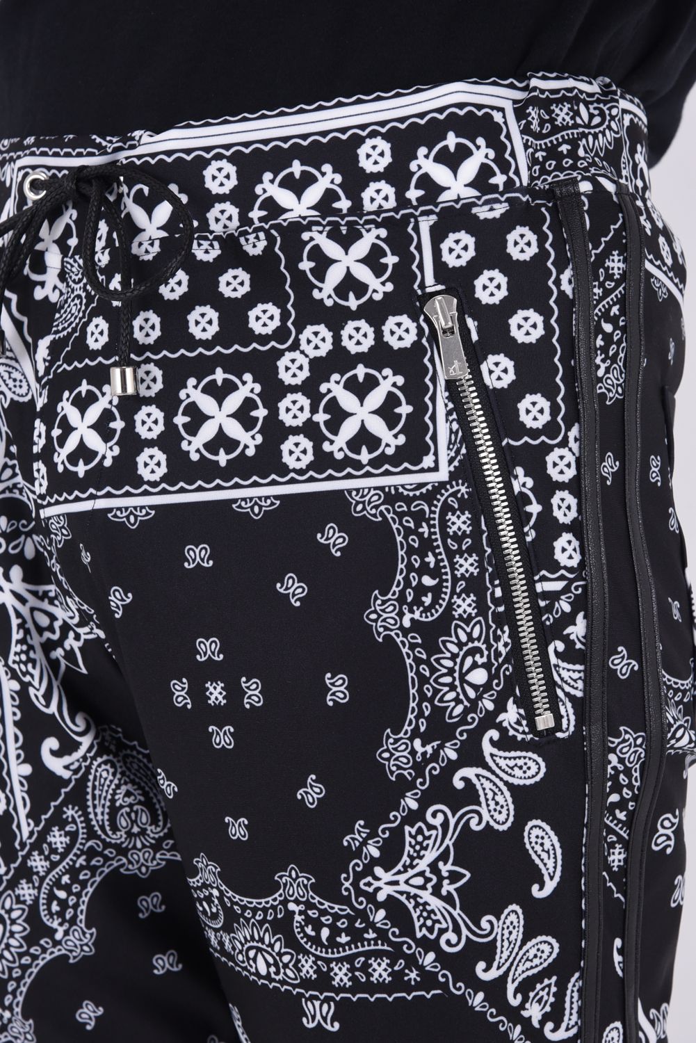 Johnson LINE PT / 360°ストレッチ バンダナ柄 ジョンソンラインパンツ (ブラック)