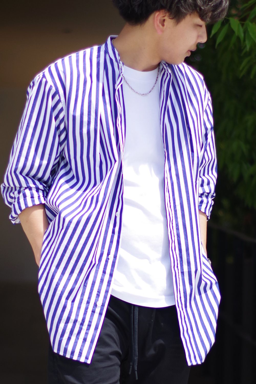 colon - 1IN-PLEATS LONGSHIRT - BLUE STRIPES / インプリーツ