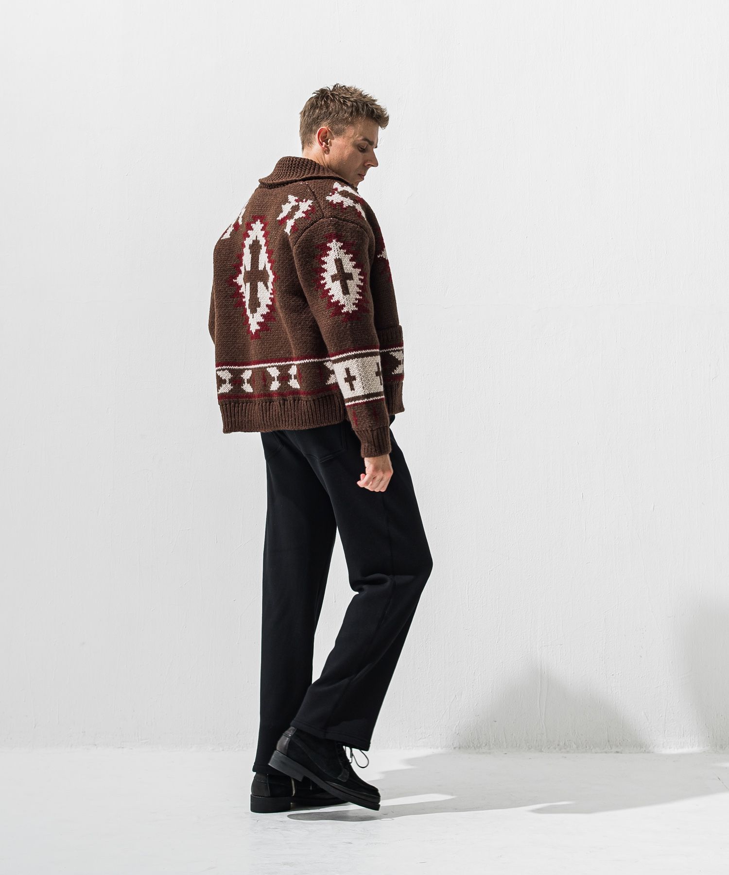 VELOURS FLEECE WIDE TUCK PANTS / 裏起毛 ベロアフリース セミワイド ワンタック イージーパンツ (ブラック) (11月中旬入荷予定) ※オーダー締切:9月7日(月)17時