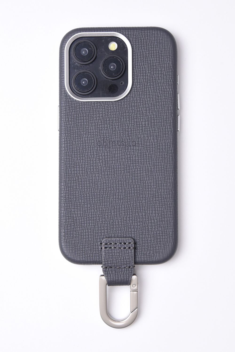 CARABINER-CASE / カラビナ付 iPhone レザーケース (グレー)
