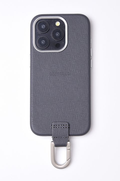 CARABINER-CASE / カラビナ付 iPhone レザーケース (グレー)