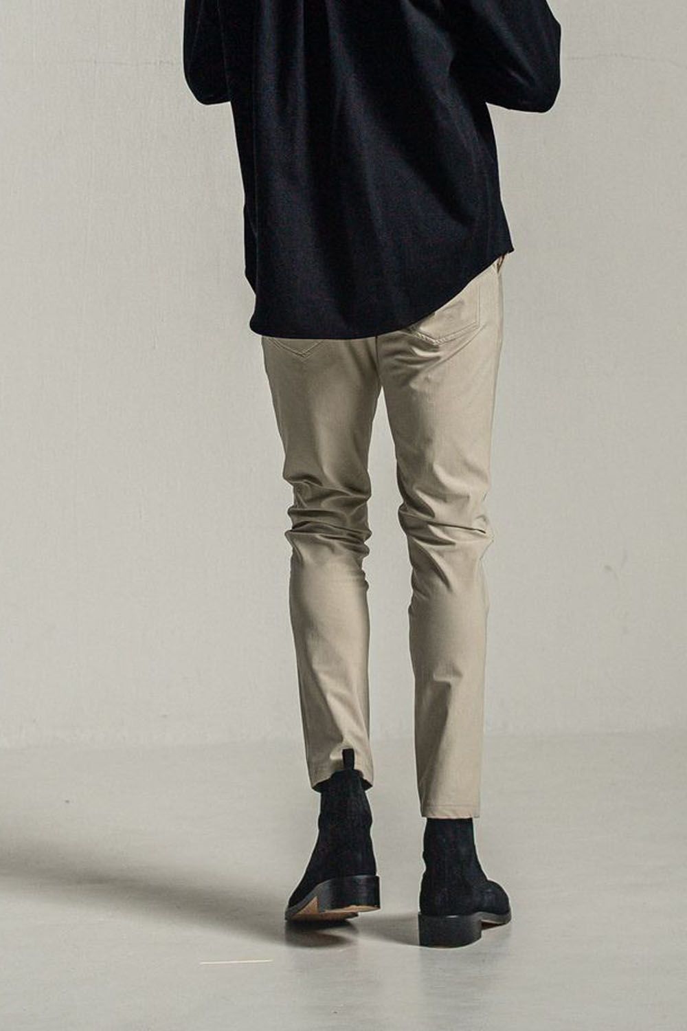 CHRIS EASY HEAT TUCK PANTS / ナイロンストレッチ 裏起毛 スラックスイージータックパンツ グレージュ