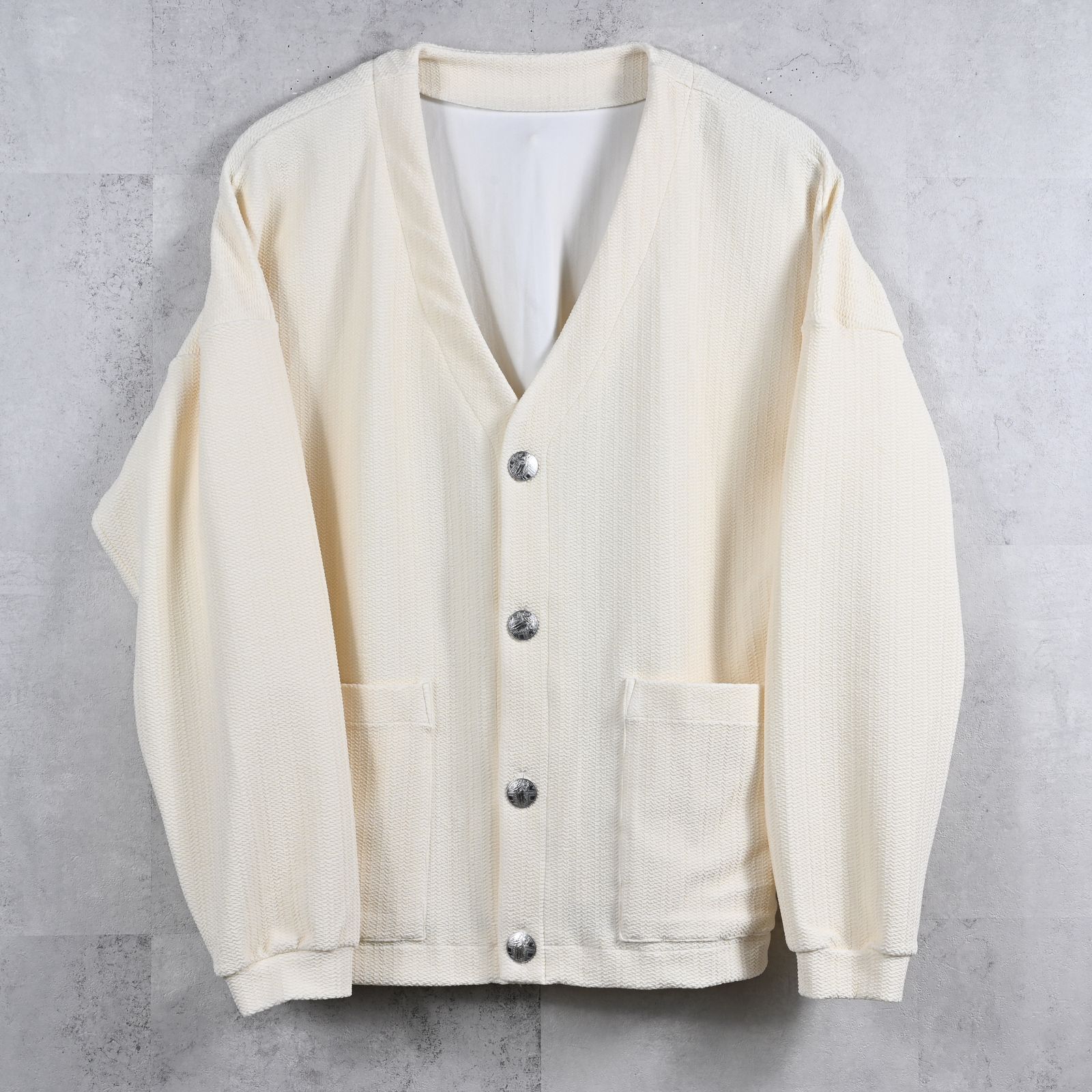 blister knit C/D / ブリスターニット Vネックカーディガン (オフホワイト) (8月末入荷予定) ※オーダー締切:5月23日(土)17時