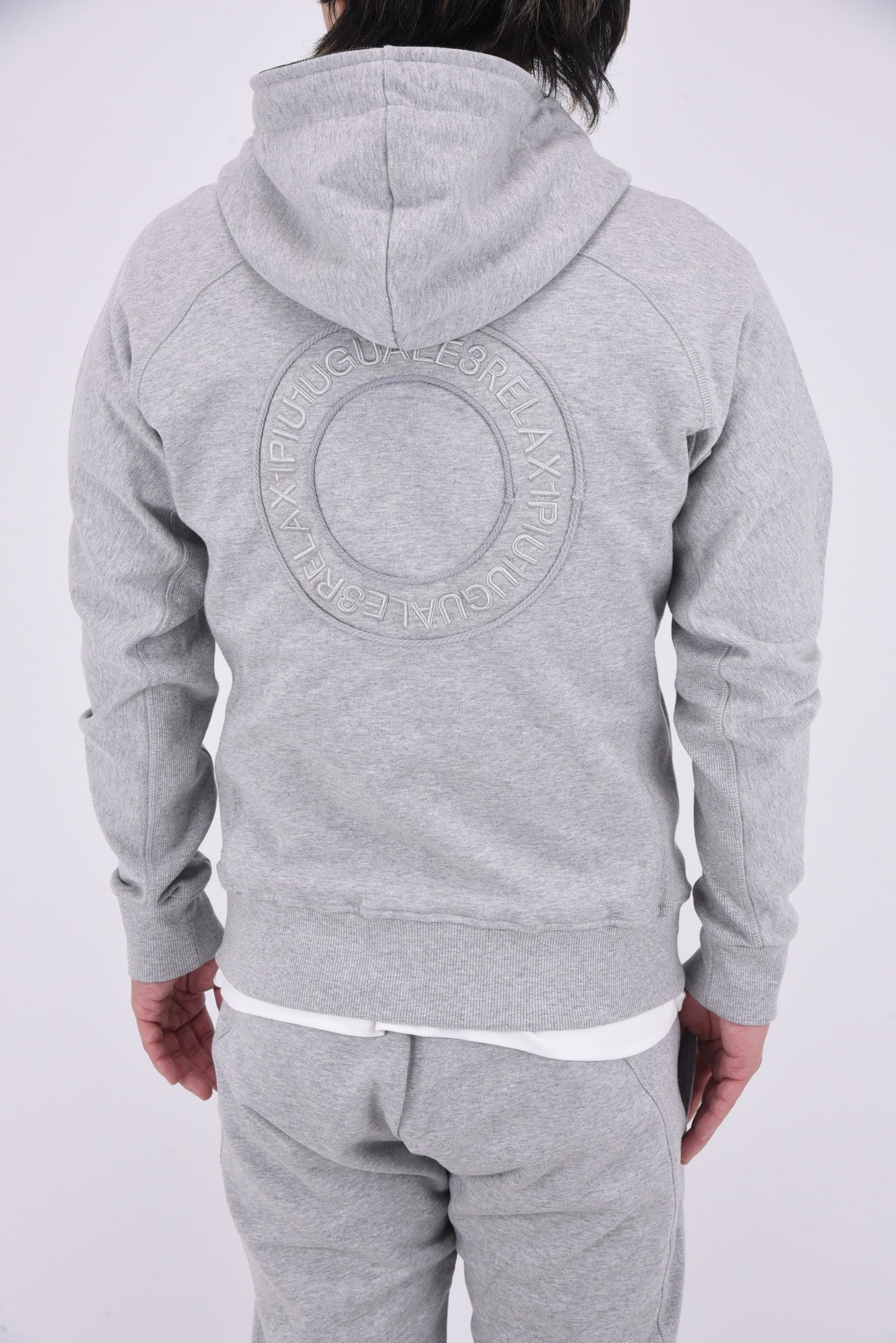 CIRCLE HOODIE / サークルロゴ ジップアップフーディー (グレー)