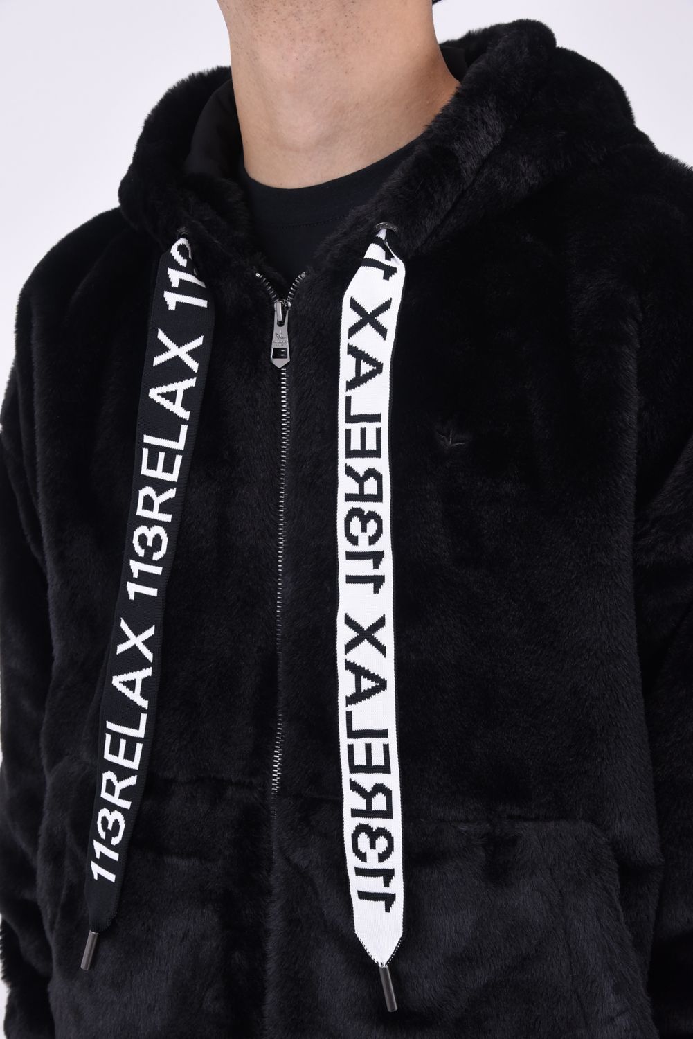 1PIU BOA HOODIE / スピンドル ロゴファーブルゾン ブラック