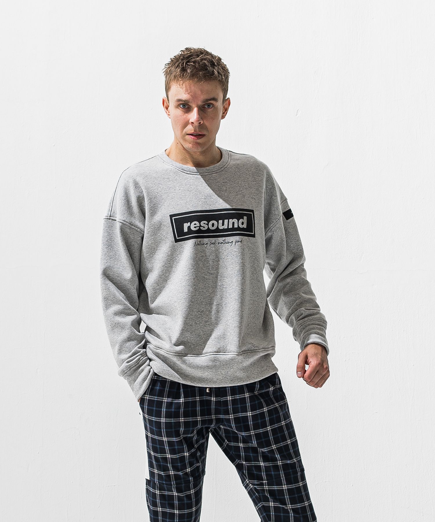 BOX VELOURS FLEECE DROP TRAINER / ボックスロゴ 裏起毛 ルーズトレーナー (グレー) (11月上旬入荷予定) ※オーダー締切:9月7日(月)17時