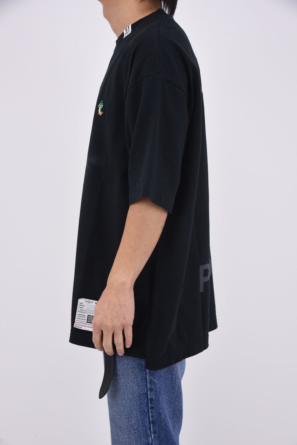 LEON PRINTED T-shirt / キャラクタープリント 刺繍ワッペン Tシャツ (ブラック)