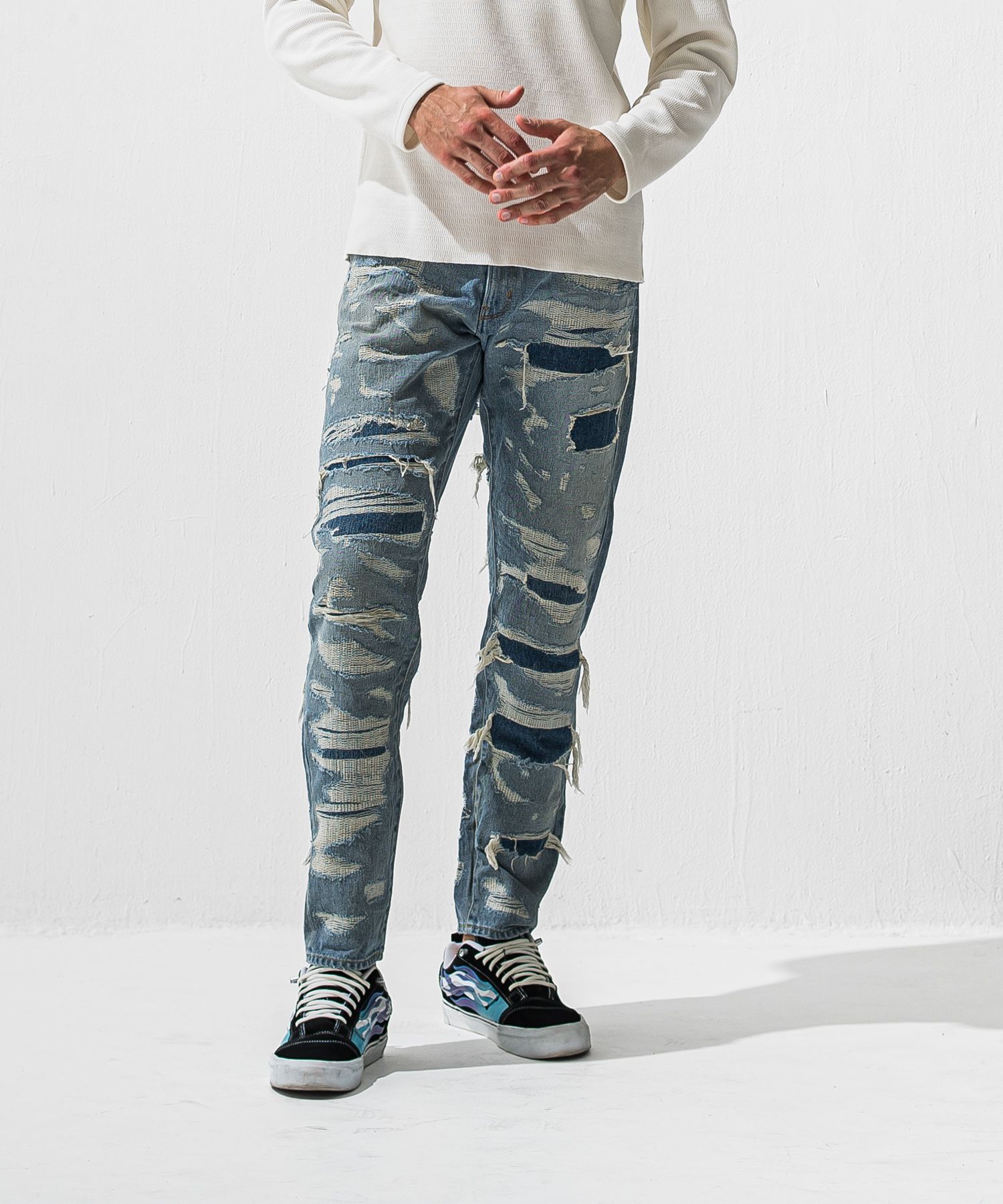SCOTT JEANS / ライトオンス スペシャルクラッシュ ヴィンテージジーンズ (インディゴ) (12月中旬入荷予定) ※オーダー締切:9月7日(月)17時