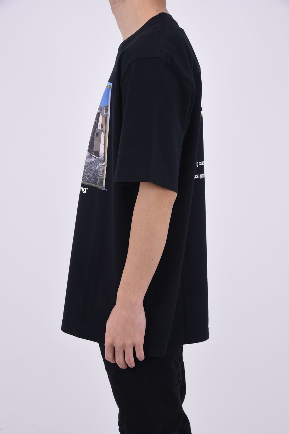 "GENOVA" PHOTO T-SHIRT / フォトプリント レギュラーシルエット クルーネック 半袖 Tシャツ ブラック