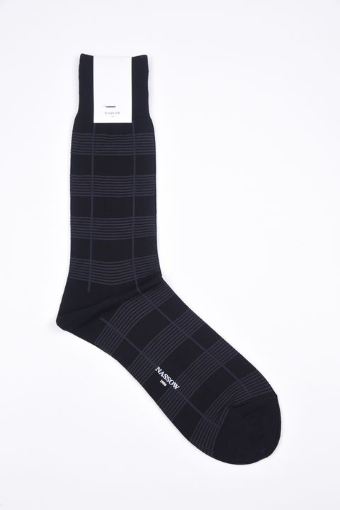 DRESS CHECK RIB / 日本製 ガスシルケットコットン リブソックス ブラック