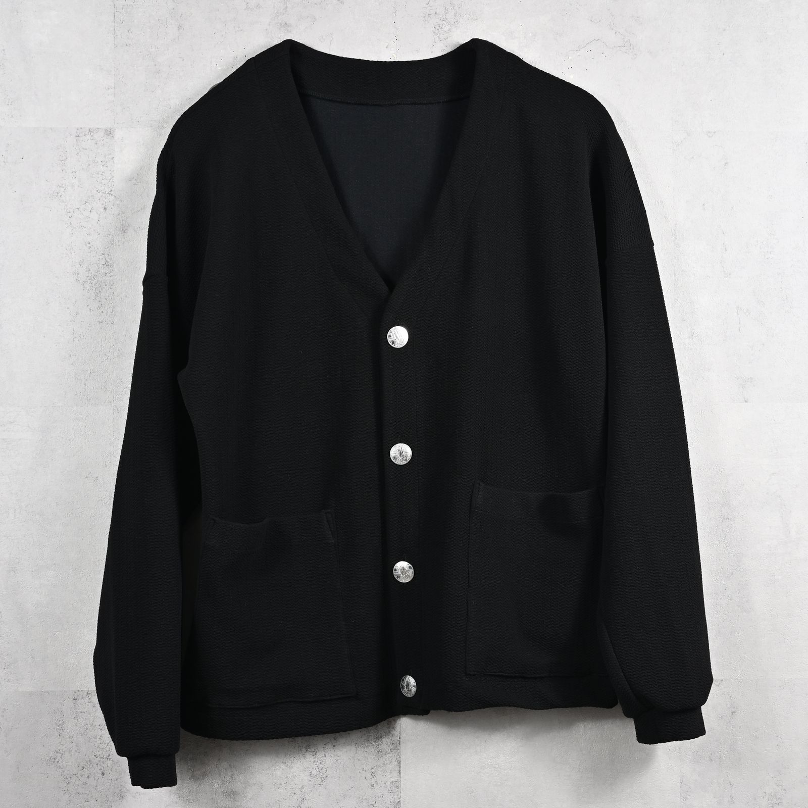 blister knit C/D / ブリスターニット Vネックカーディガン (ブラック) (8月末入荷予定) ※オーダー締切:5月23日(土)17時