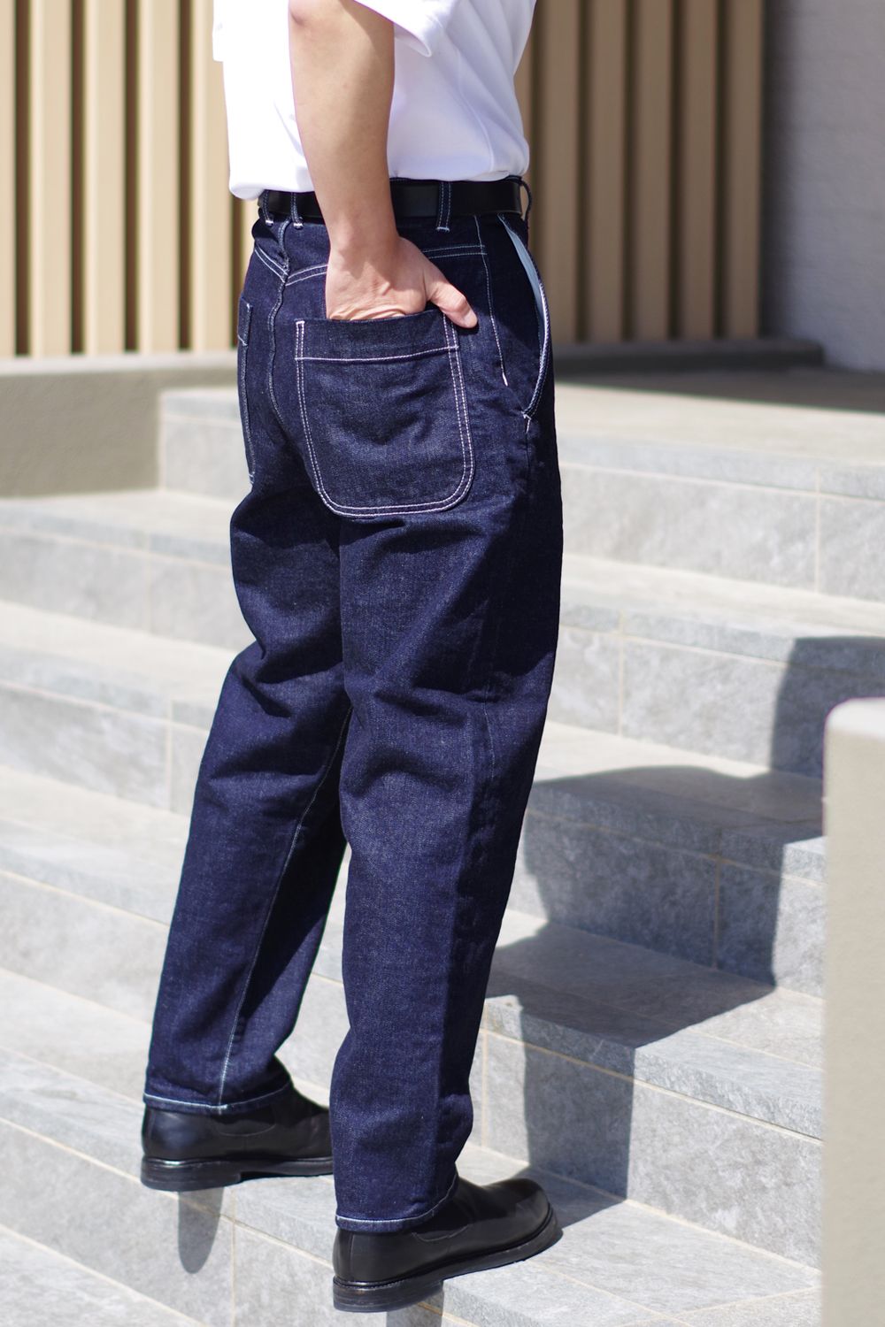 4 POCKET DENIM PANTS / 4ポケット セルヴィッジ ペグトップデニム ブルー