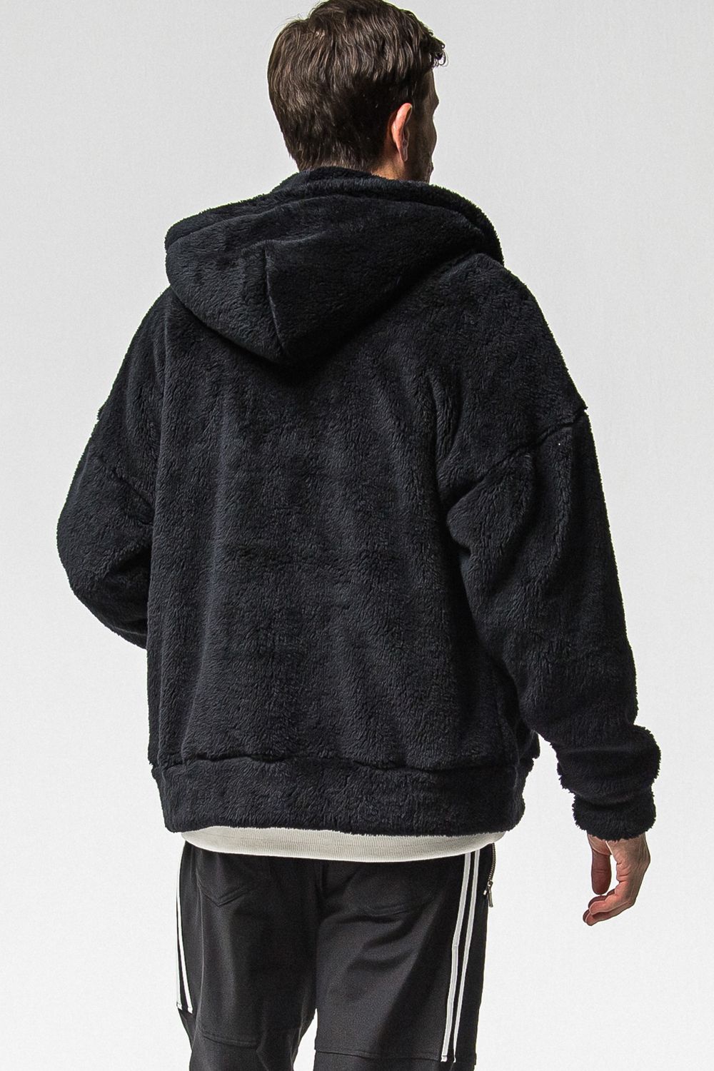 BOA ZIP LOOSE HOODIE / シルキーボア ジップアップ パーカー (ブラック) （11月中旬入荷予定) ※オーダー締切：9月1日(月)18:00