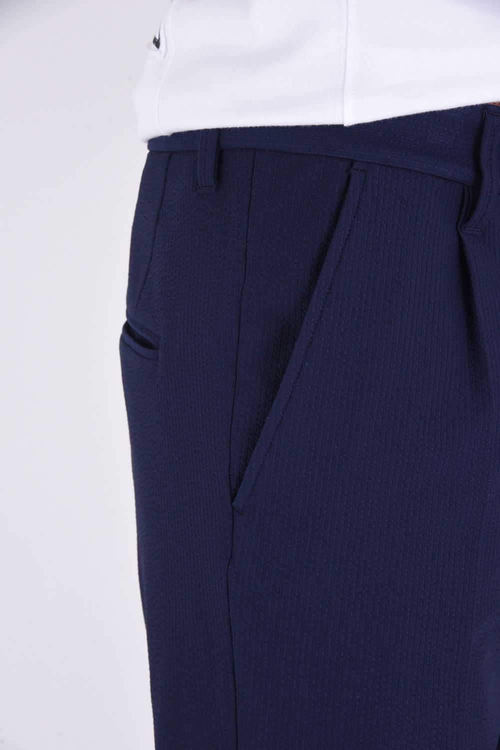 COMFY PANTS / ストレッチサッカー スラックス  ネイビー