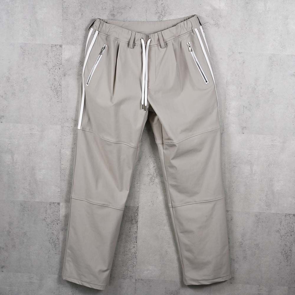 JOHNSON LINE HEATWIDE TUCK PT / 裏起毛 ハイブリットジャージー セミワイド ラインパンツ (グレー/ホワイト) (10月下旬入荷予定) ※オーダー締切:9月7日(月)17時
