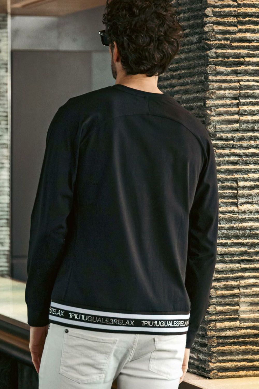 RHINESTONE HEM LONG SLEEVE / ラインストーン ヘム ロング ブラック