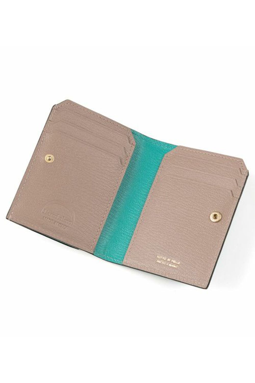 【残り1点】 CARD WALLET / LA501GT ゴートレザー 二つ折りスマートカードウォレット アクアティック / ベージュ