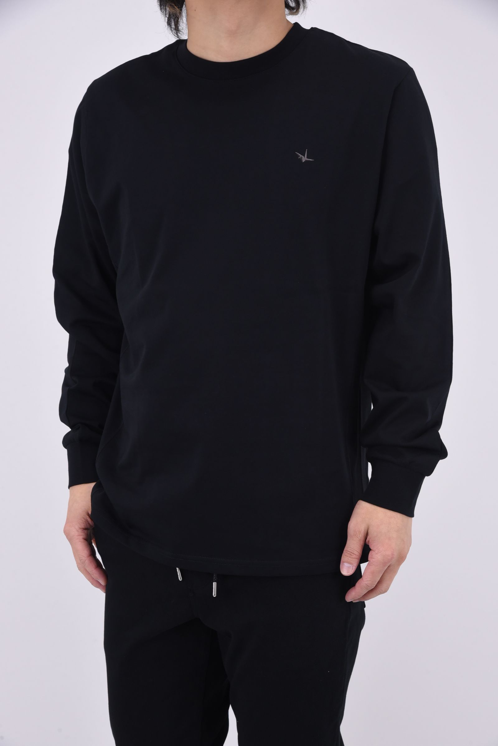 RHINESTONE LONG T-SHIRT / ラインストーン バックロゴ ロングTシャツ (ブラック)