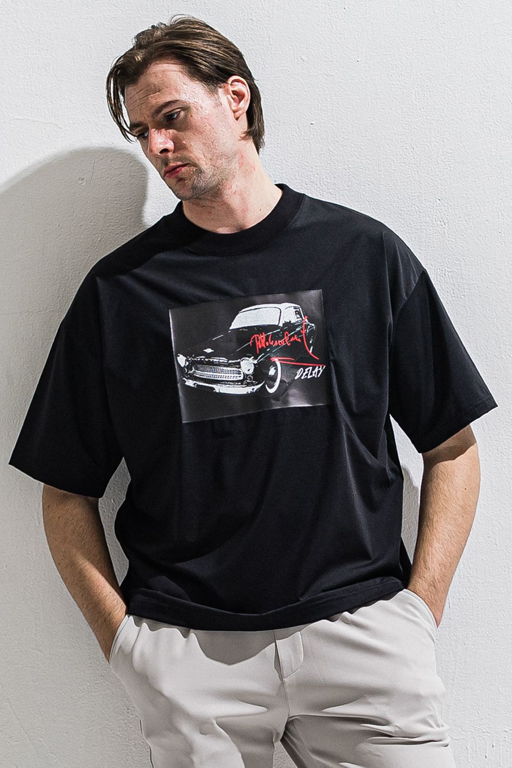 CAR OVERNYLON T / ナイロントリコット フォトプリント オーバーサイズ Tシャツ (ブラック) (4月上旬入荷予定) ※オーダー締切12/13(土)17:00