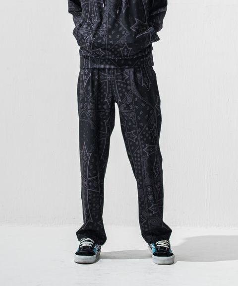 CHRIS EASY WIDE TUCK PANTS / ハイテンショントリコット ワンタック セミワイド イージーパンツ (クロスブラック) (1月上旬入荷予定) ※オーダー締切:9月7日(月)17時)