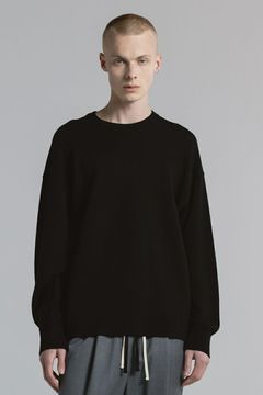 CREW NECK KNIT / ウール クルーネック ニット (ブラック)
