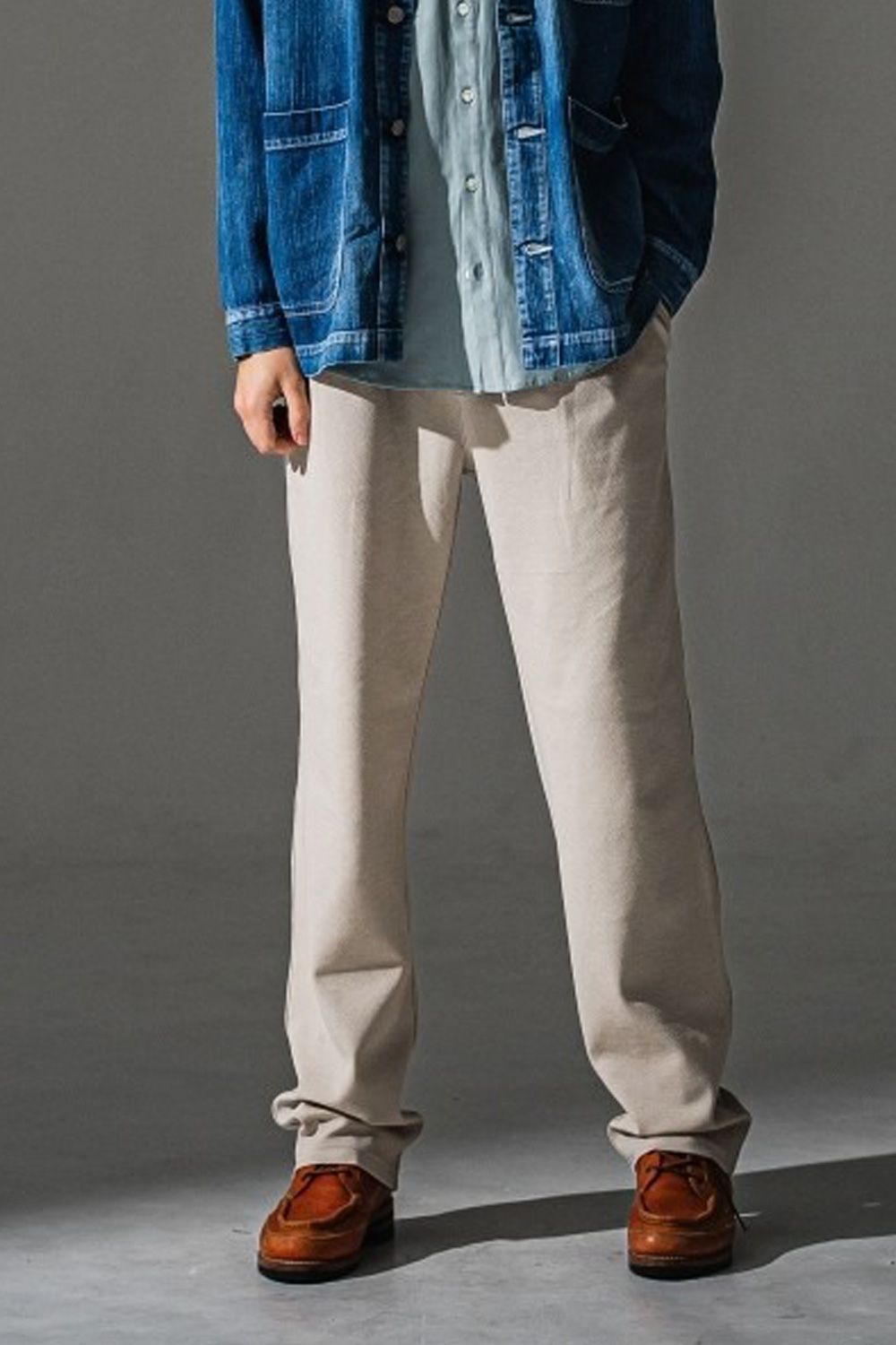 CHRIS EASY WIDE TUCK PANTS / ブリスターニット ワンタック イージーパンツ (ベージュ)