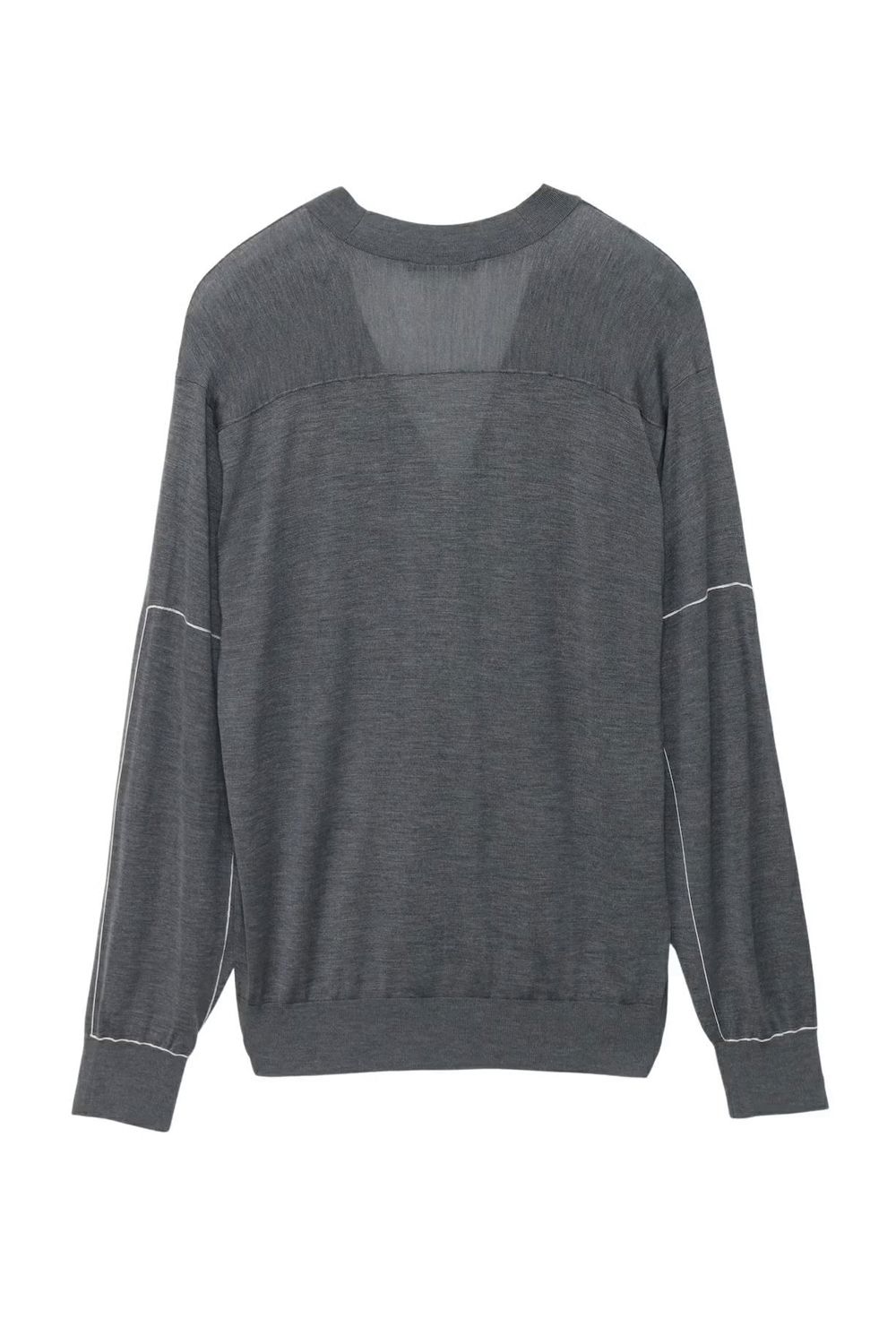 SILK ELBOW STITCH KNIT CARDIGAN / シルク エルボーステッチ ニットカーディガン (グレー)