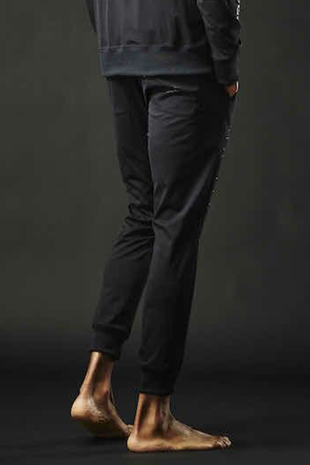 113SPORT COMFORTABLE TAG SOLID RIB / 113ロゴ ストレッチ リブパンツ ブラック