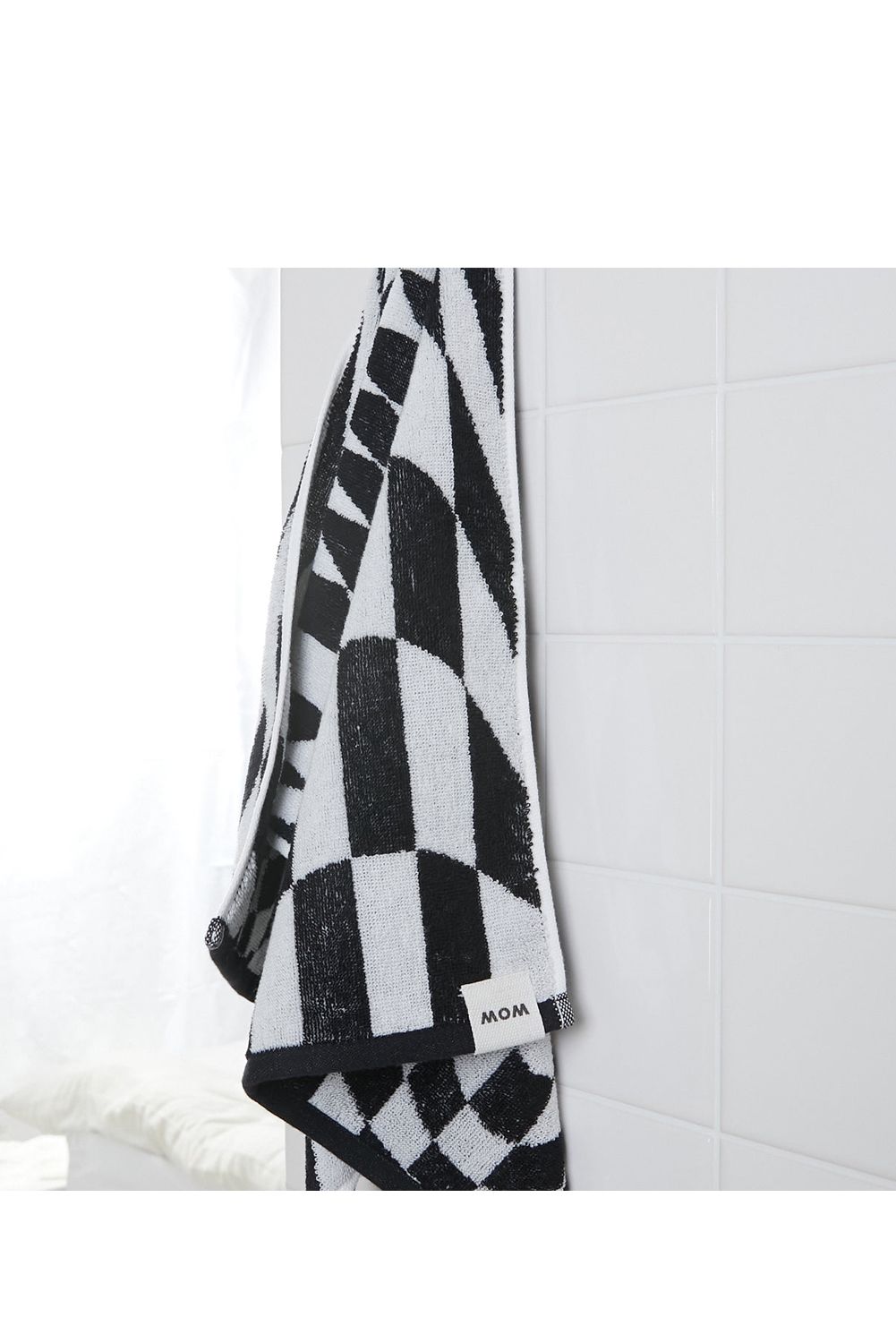 Check Face Towel / シルク混 チェック フェイスタオル (ブラック)