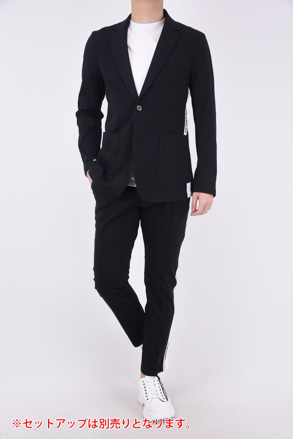 SILKET LINE SLACKS / サイドライン シルケットスラックス ブラック
