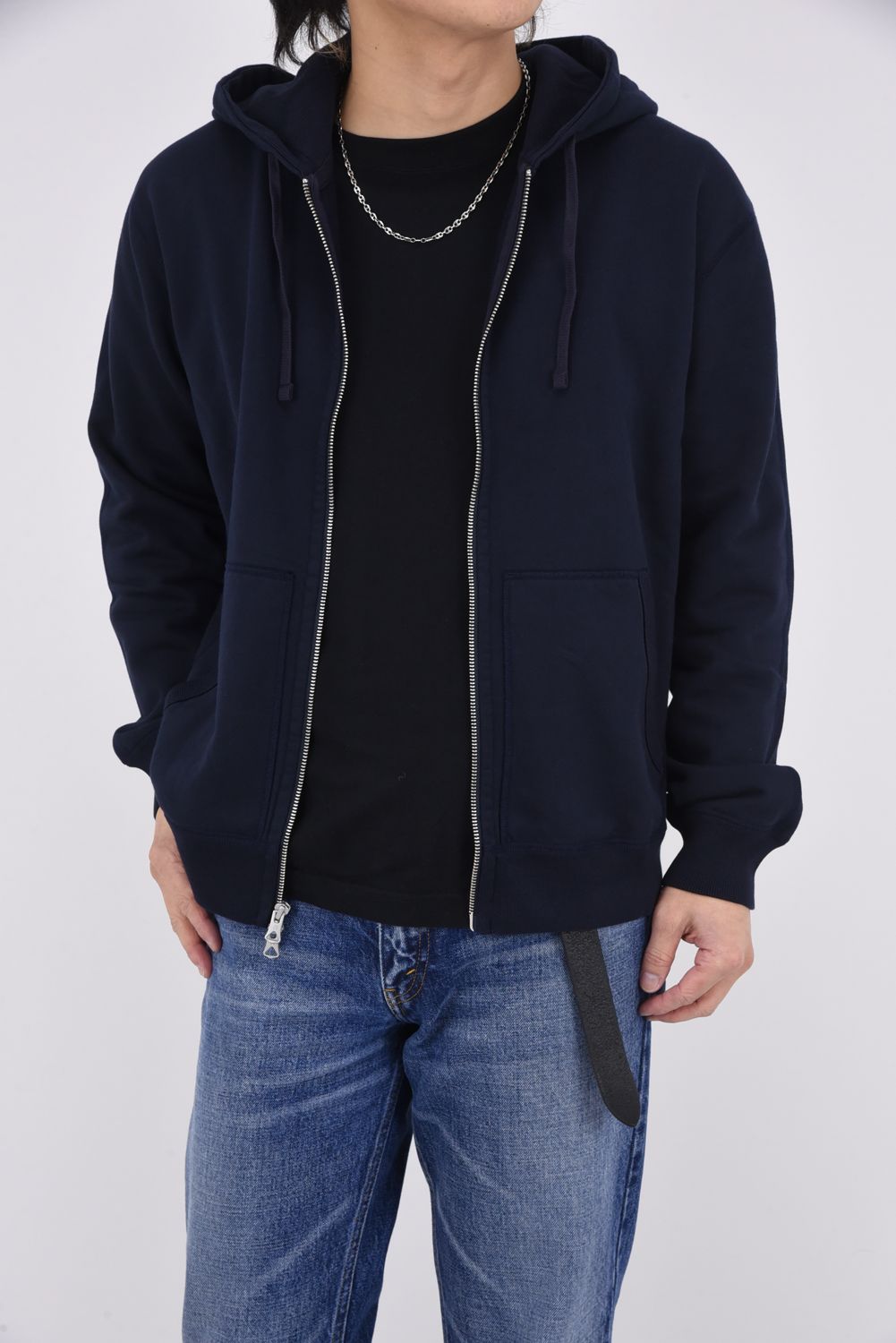 【国内正規品】【STANDARD FIT】 MIDWEIGHT TERRY ZIP HOODIE / ミッドウェイトテリー フルジップパーカー (ネイビー)