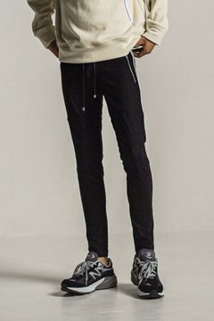 JOHNSON LINE HEAT PT / 【定番商品】 裏ボアフリース ハイブリットジャージー ラインパンツ ブラック/ホワイト